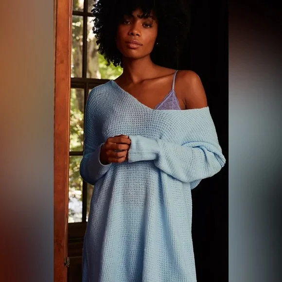 Free People C.O.Z.Y Soft Knit Pullover Lounge Top Oversized NEW Medium/Large - Picture 5 of 7